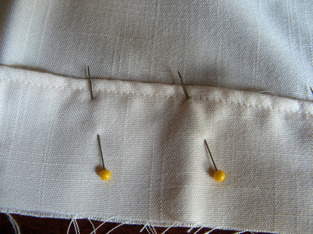 pinned down, before sewing